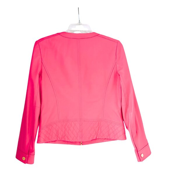 RARE Tory Burch Pink Leather Moto Jacket Size 6 - Picture 2 of 10